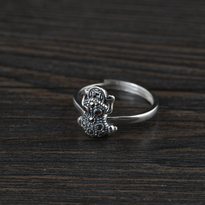 Anillo de Plata Thai Vintage con Diseño de Cigarra y Rana Dorada - Image 3