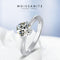 Anillo de Plata 925 Lotus Brazos Rectos con Moissanita Incrustada