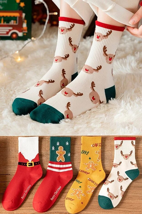 Pack 4 Calcetines Navideños Unisex Suaves y Cómodos