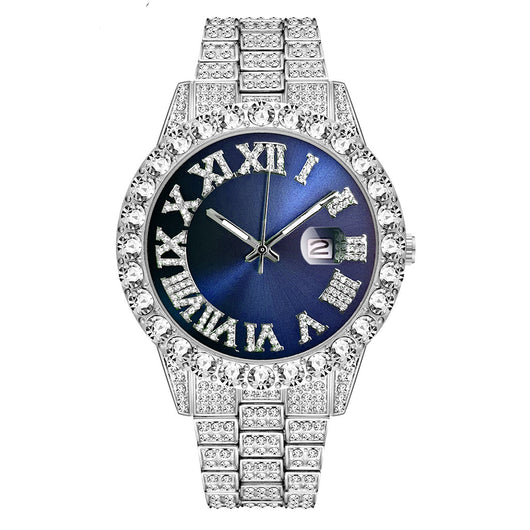 Reloj de Cuarzo con Banda de Acero y Diamantes Completos con Calendario - Image 3