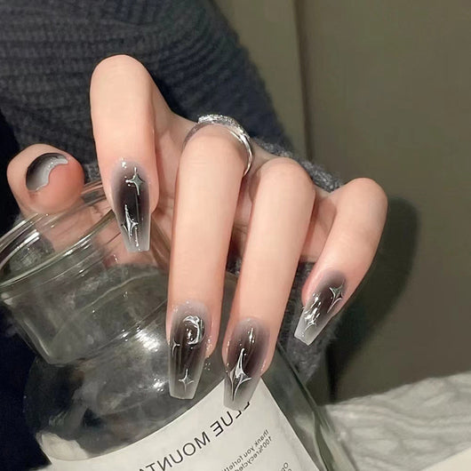 Uñas Postizas Plateadas Estilo Dark Hot Girl Instagram