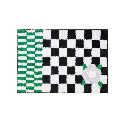 Tapete Absorbente Floral a Cuadros para Puerta de Baño - Image 12