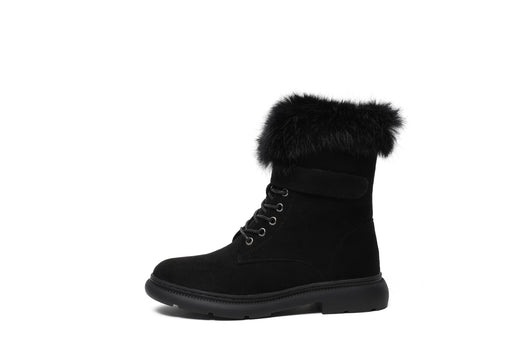 Botas de Invierno Británicas para Mujer con Forro de Conejo y Suela Gruesa - Image 3