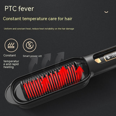 Black and gold electric hair curler with comb-like heating plate, open to show styling elements. - Image 4