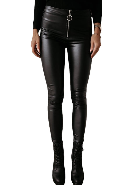 Pantalones de Cuero PU Ajustados para Mujer