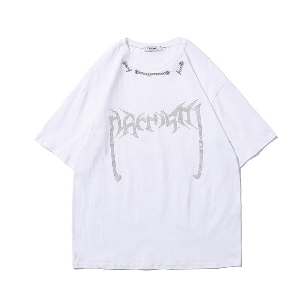 Camiseta Manga Corta Hombre con Letras de Strass