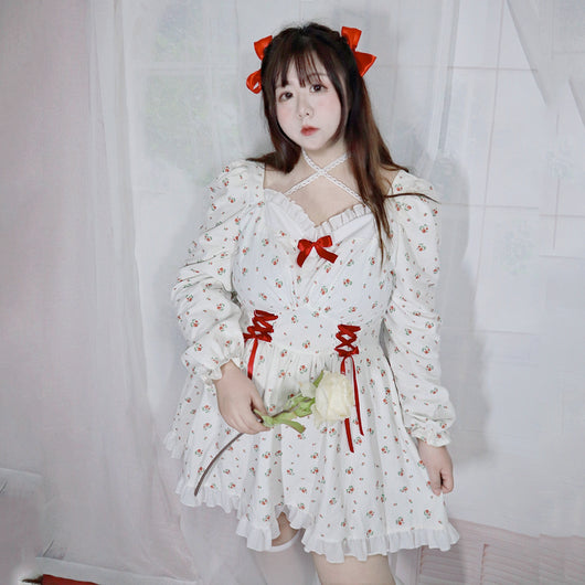 Vestido Largo de Cintura Alta con Mangas Largas y Estampado Floral Suave - Image 8