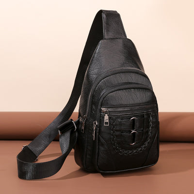 Bolso de Cuero PU Texturizado con Compartimento en el Pecho - Image 4