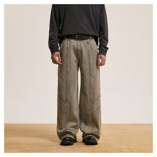 Pantalones Vaqueros Retro Lavados Baggy Straight para Hombre y Mujer - Image 11