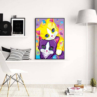Pintura de Diamantes Gato Cartoon - Bordado Punto de Cruz - Image 2