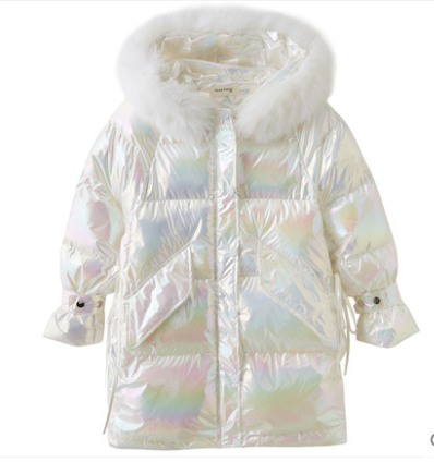 Chaqueta Acolchada con Cuello de Pelaje Extragrande - Tonos Concha Marina