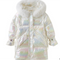 Chaqueta Acolchada con Cuello de Pelaje Extragrande - Tonos Concha Marina