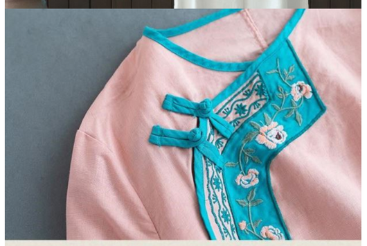 Blusa de Lino Bordada Estilo Chino Retro Literario para Mujer - Image 17