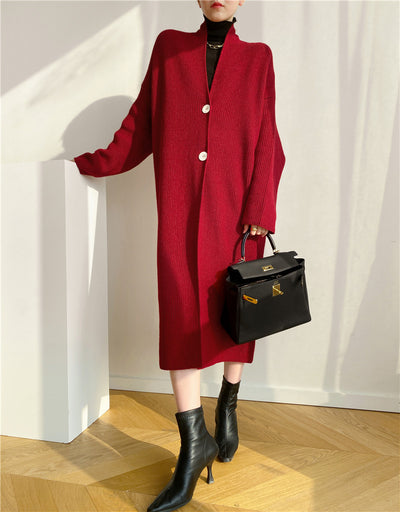 Cardigan Tipo Temperamento Largo Mujer Otoño Invierno - Image 15