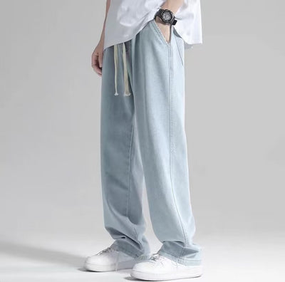 Pantalón Jeans Hombre Corte Recto Ancho Suelto con Caída - Image 7