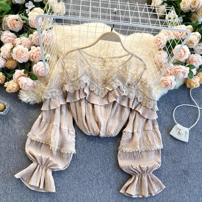 Blusa Chifón con Volantes de Encaje y Mangas Abullonadas - Image 8