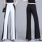 Pantalón Recto de Cintura Alta con Detalles de Costura en Blanco y Negro