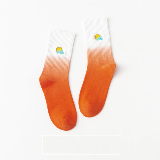 Calcetines Medianos para Mujer con Bordado Tie-Dye Colorido - Image 8