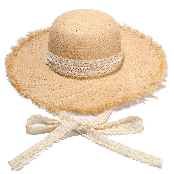 Sombrero de Rafia con Ala Ancha para Mujer - Perfecto para Playa y Verano
