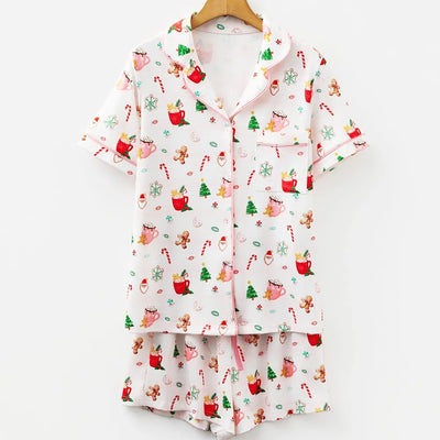 Pijama Navideño Espíritus Blancos - Conjunto Corto 2 Piezas