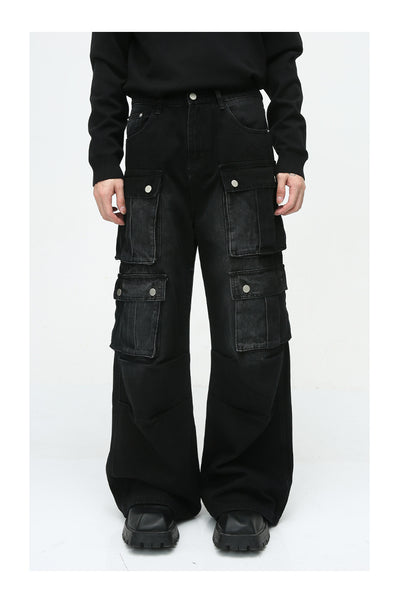 Pantalón Jean Cargo Retro de Talle Ancho con Múltiples Bolsillos - Image 16