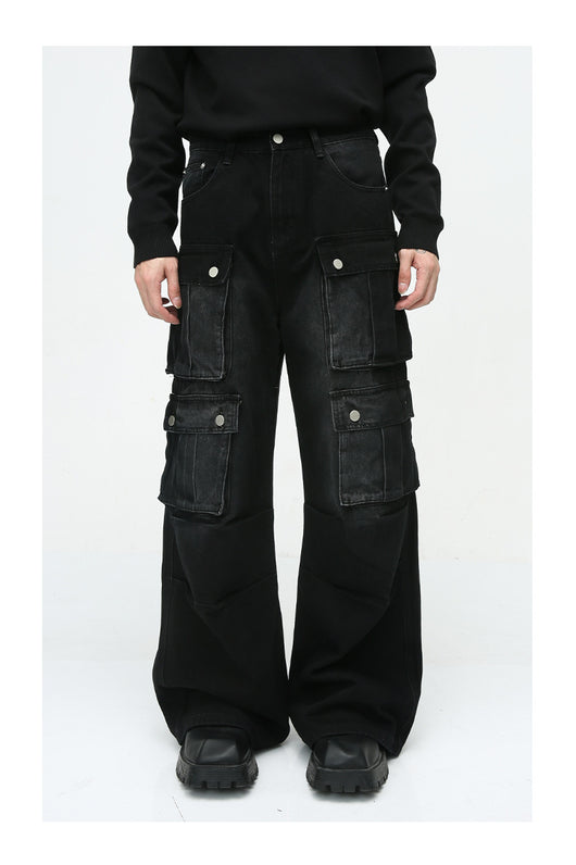 Pantalón Jean Cargo Retro de Talle Ancho con Múltiples Bolsillos - Image 16