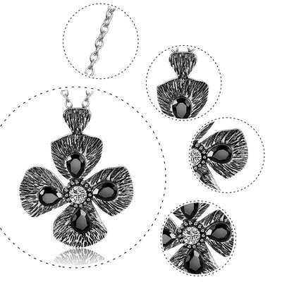 Conjunto de Collar y Aretes Trébol de Cuatro Hojas Estilo Retro - Image 4
