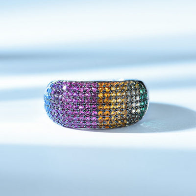 Anillo de Plata S925 para Mujer con Diamantes de Colores Brillantes - Image 4