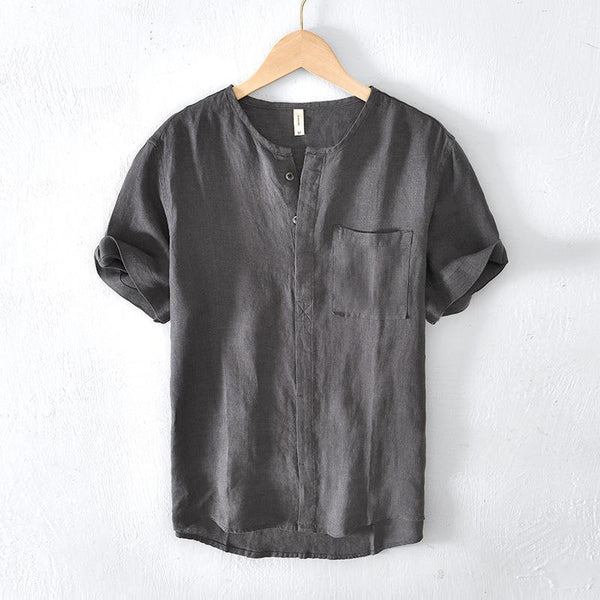 Camisa de Lino Manga Corta para Hombre