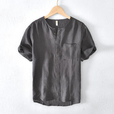 Camisa de Lino Manga Corta para Hombre