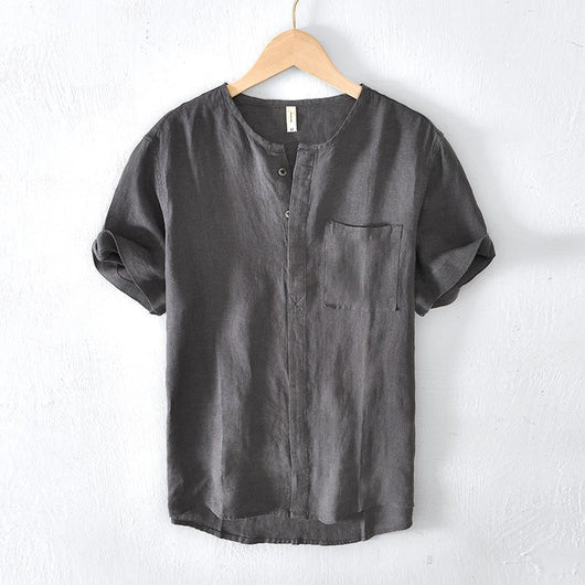 Camisa de Lino Manga Corta para Hombre