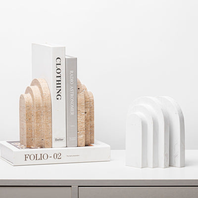 Sujetador de Libros Mármol con Líneas Geométricas - Decoración Moderna para Estanterías - Image 3