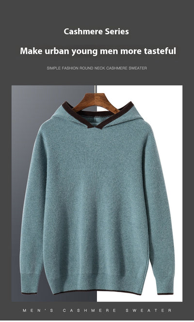 Suéter de Cachemira Holgado con Agujas Contraste para Hombre - Image 15