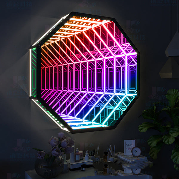 Lámpara de Pared Octagonal Espejo Melaleuca con Luz LED Colorida
