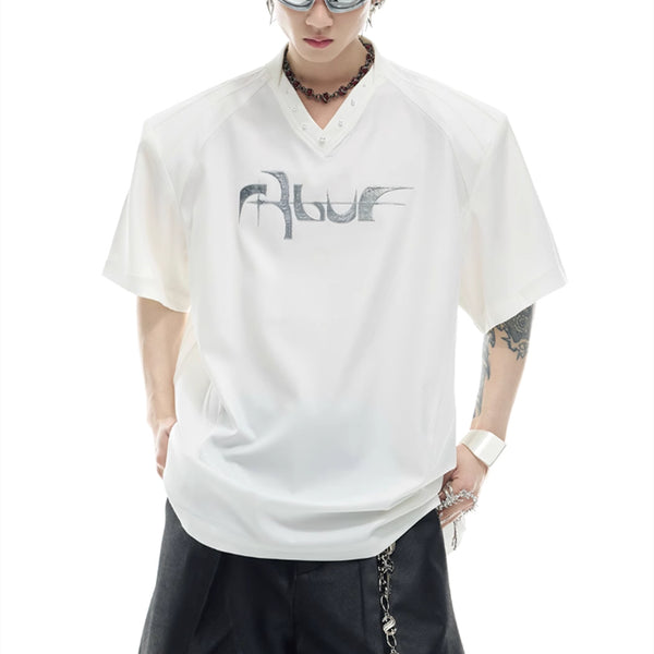 Playera de Manga Corta con Costuras Deconstruidas y Textura Nivelada