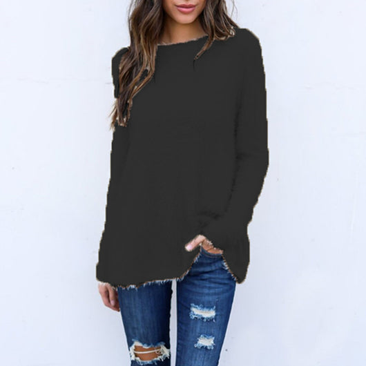 Blusa Suelta de Manga Larga en Color Sólido para Mujer - Image 19