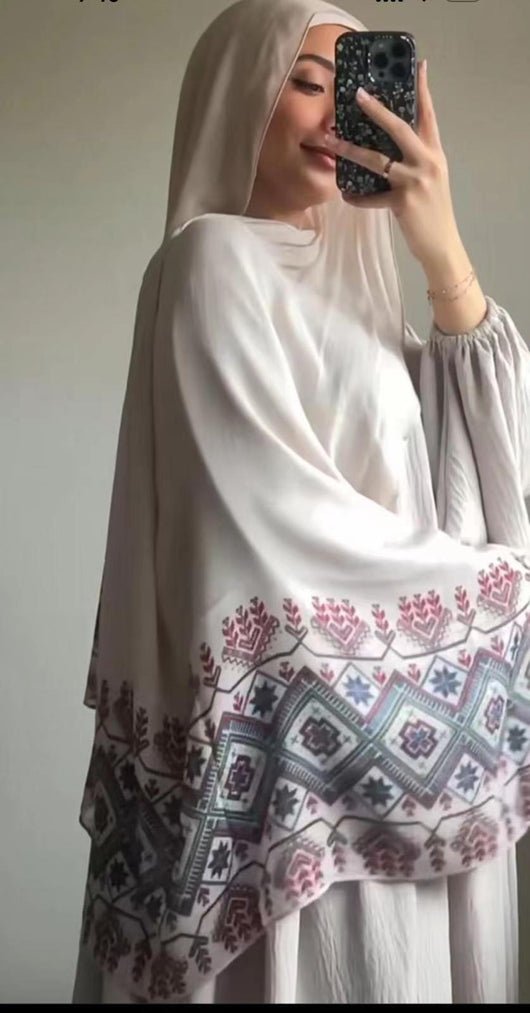 Pañuelo Largo de Gasa Perlada con Estampado Liso - Hijab Versátil para Mujer - Image 11