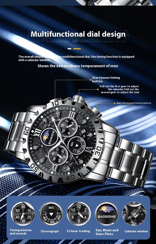 Reloj de Cuarzo Luminoso Impermeable para Hombre - Elegancia Profesional - Image 19