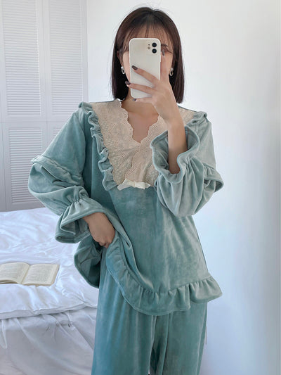 Conjunto de Pijama Encaje Dulce Estilo Coreano para Casa - Image 4