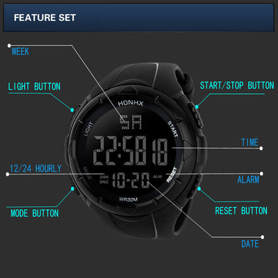 Reloj Deportivo Digital Negro Pantalla Grande con Tecnología Electrónica - Image 11