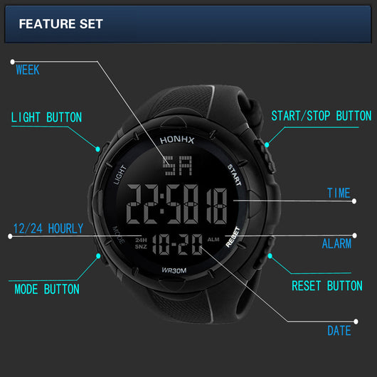 Reloj Deportivo Digital Negro Pantalla Grande con Tecnología Electrónica - Image 11