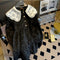 Vestido con Doble Cuello de Encaje Estilo Industrial