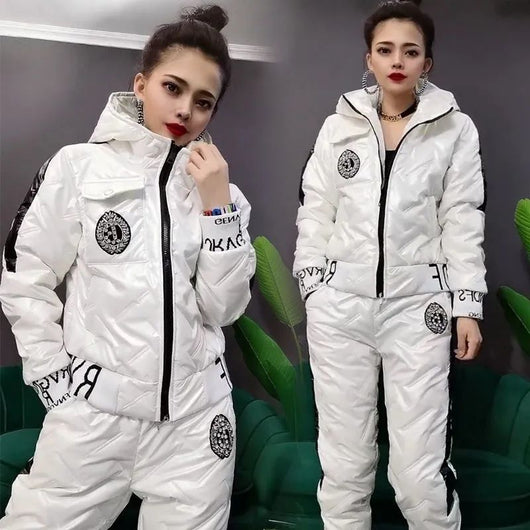 Conjunto Casual de Abrigo Acolchado con Capucha y Pantalón de Algodón para Mujer - Image 3