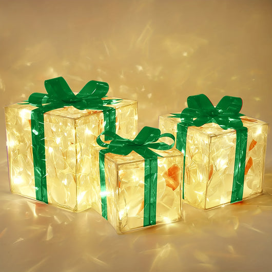 Caja de Regalo Navideña Plegable 3 Piezas con Luces LED - Image 5