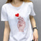 Camiseta Estampada Finger Than Love Manga Corta para Mujer