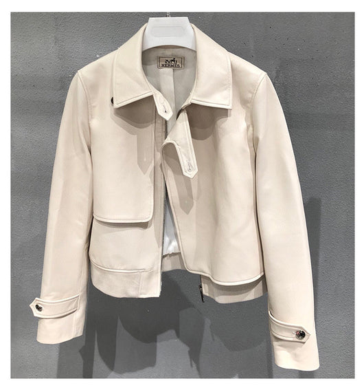 Chaqueta Retro de Cuero Genuino para Mujer - Estilo Temperamental - Image 13