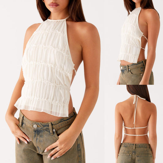 Top Escotado Sexy con Tirantes Finos y Espalda Descubierta