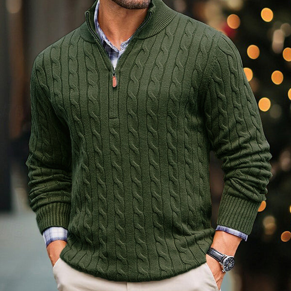 Suéter de Punto Entallado con Cierre y Cuello Mock Neck