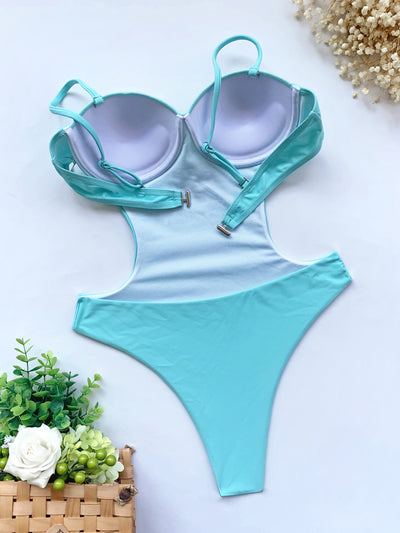 Traje de Baño Enterizo de Color Liso - Estilo Europeo y Americano - Image 14