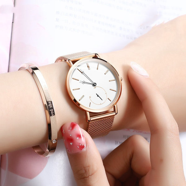 Reloj de Cuarzo Impermeable con Esfera Pequeña para Mujer